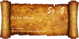 Szin Géza névjegykártya